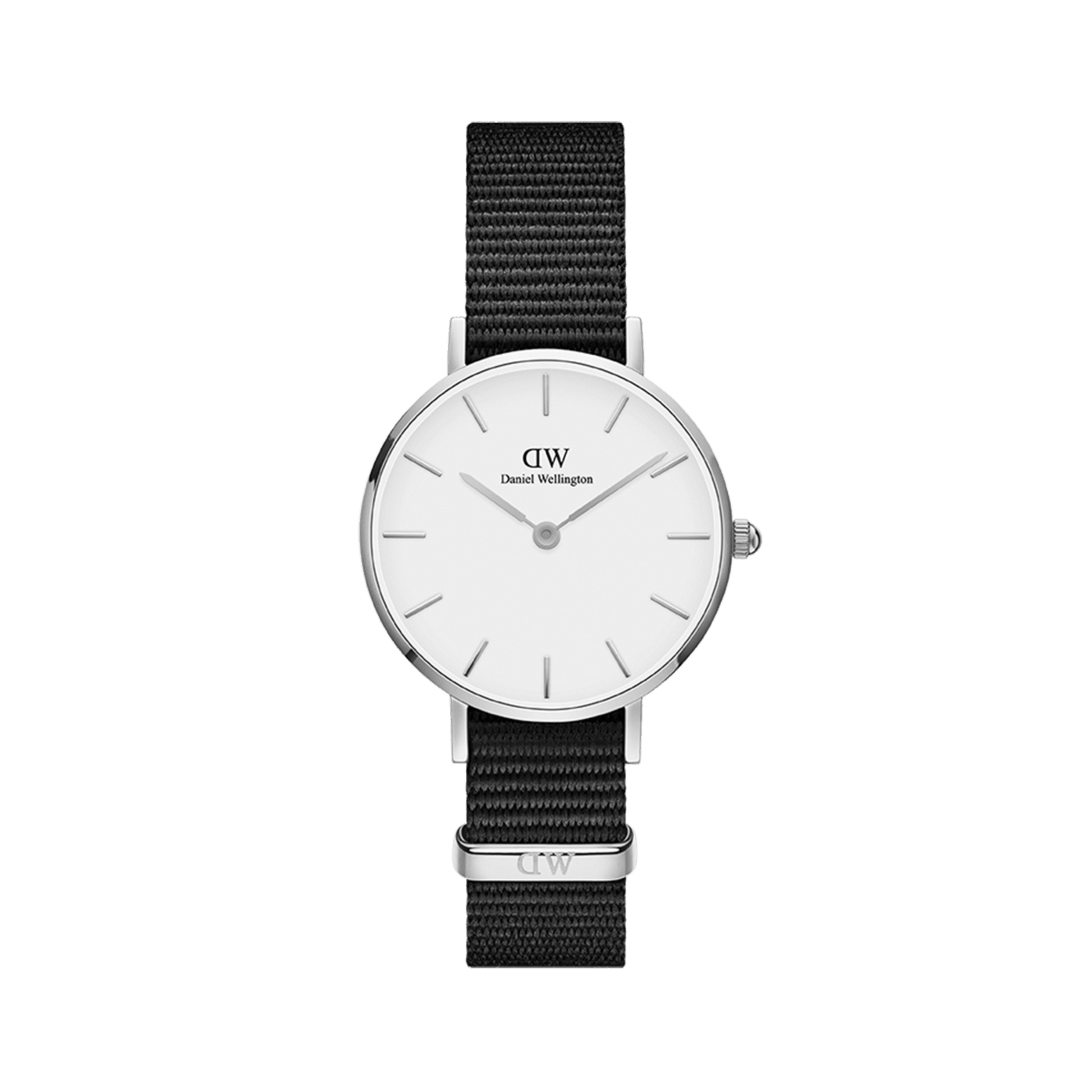 Shop Authentic Daniel Wellington Classic Petite Cornwall White Dial Black Nylon Strap Watch For Women - DW00100252 - Luxxuri