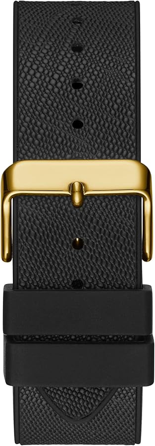 Shop Authentic Guess Phoenix Multifunction Crystals Gold Dial Black Silicone Strap Watch For Men - GW0048G2 - Luxxuri