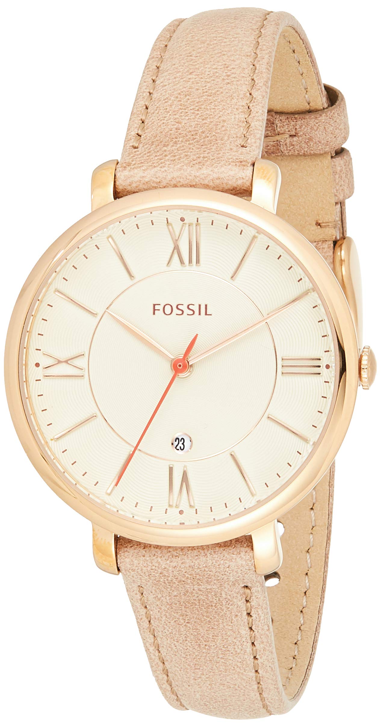 Fossil Jacqueline White Dial Brown Leather Strap Watch for Women - ES3487