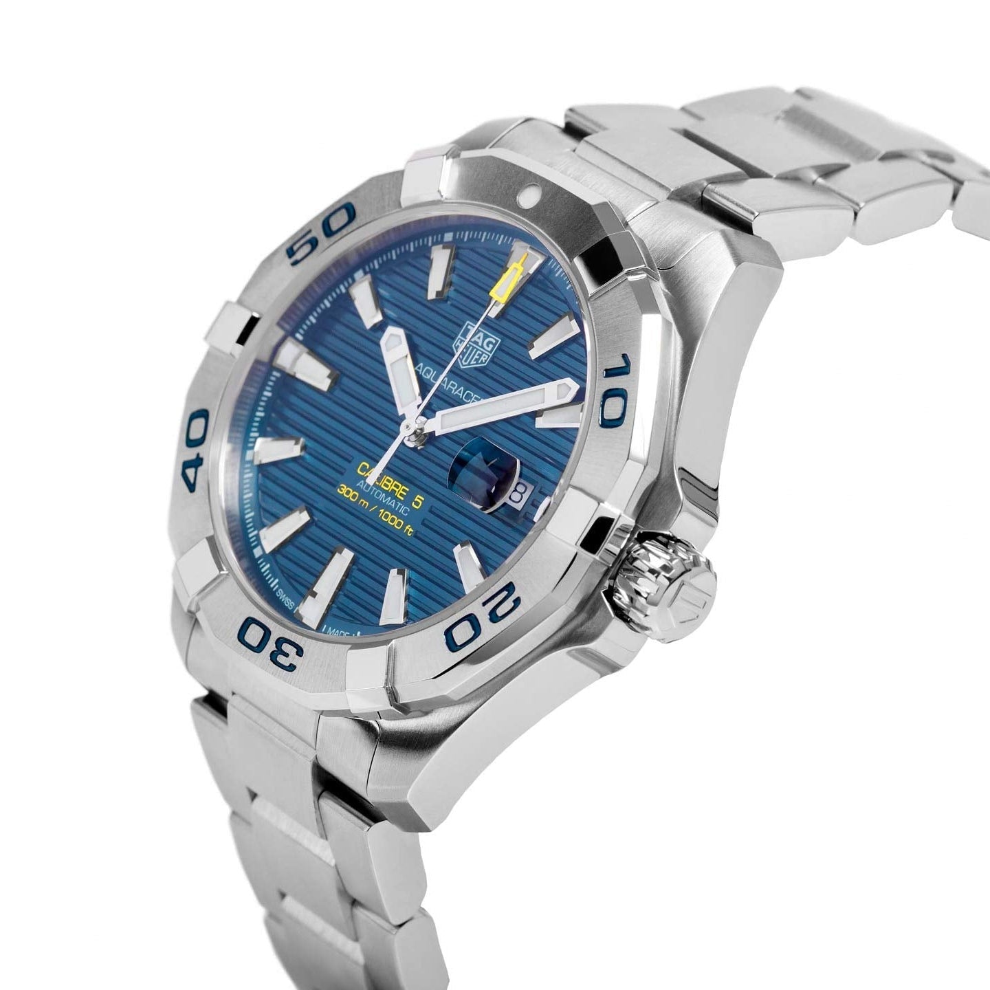Shop Authentic Tag Heuer Aquaracer Calibre 5 Automatic Blue Dial Silver Steel Strap Watch for Men - WAY2012.BA0927 - Luxxuri