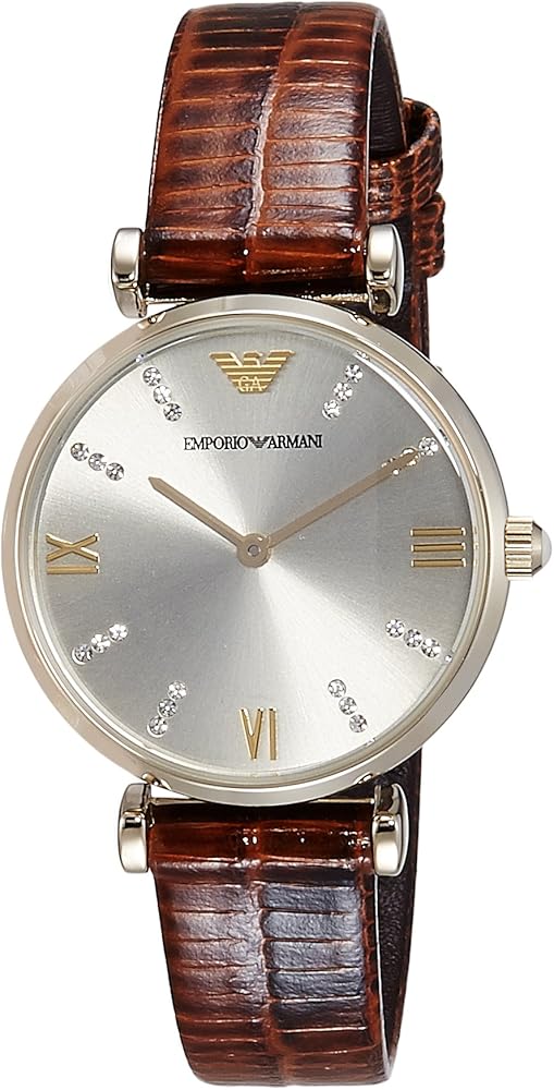 Shop Authentic Emporio Armani Gianni T Bar Beige Dial Brown Leather Strap Watch For Women - AR1883 - Luxxuri