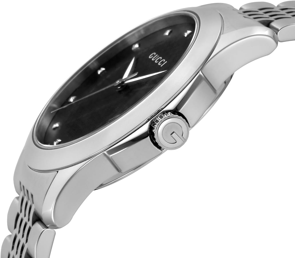 Shop Authentic Gucci G Timeless Diamonds Black Dial Silver Steel Strap Watch For Men - YA126405 - Luxxuri