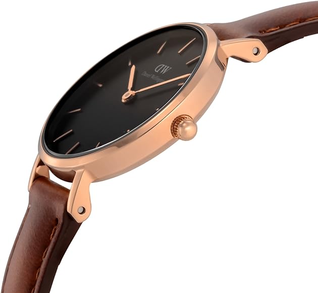 Shop Authentic Daniel Wellington Classic Petite St Mawes Black Dial Brown Leather Strap Watch For Women - DW00100225 - Luxxuri