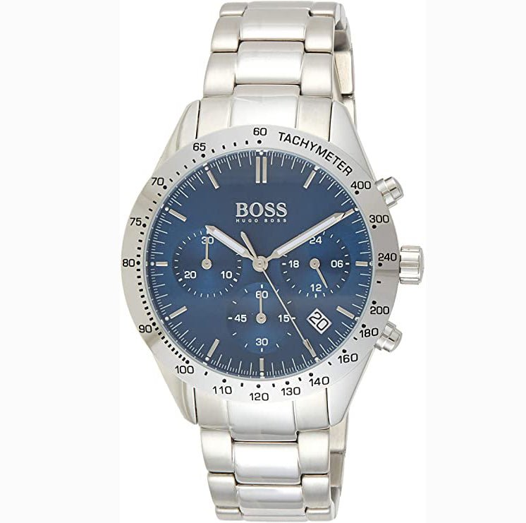 Hugo Boss Talent Blue Dial Silver Steel Strap Watch for Men - 1513582