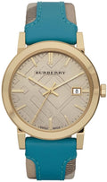 Shop Authentic Burberry The City Gold Dial Blue Leather Strap Watch for Women - BU9018 - Luxxuri