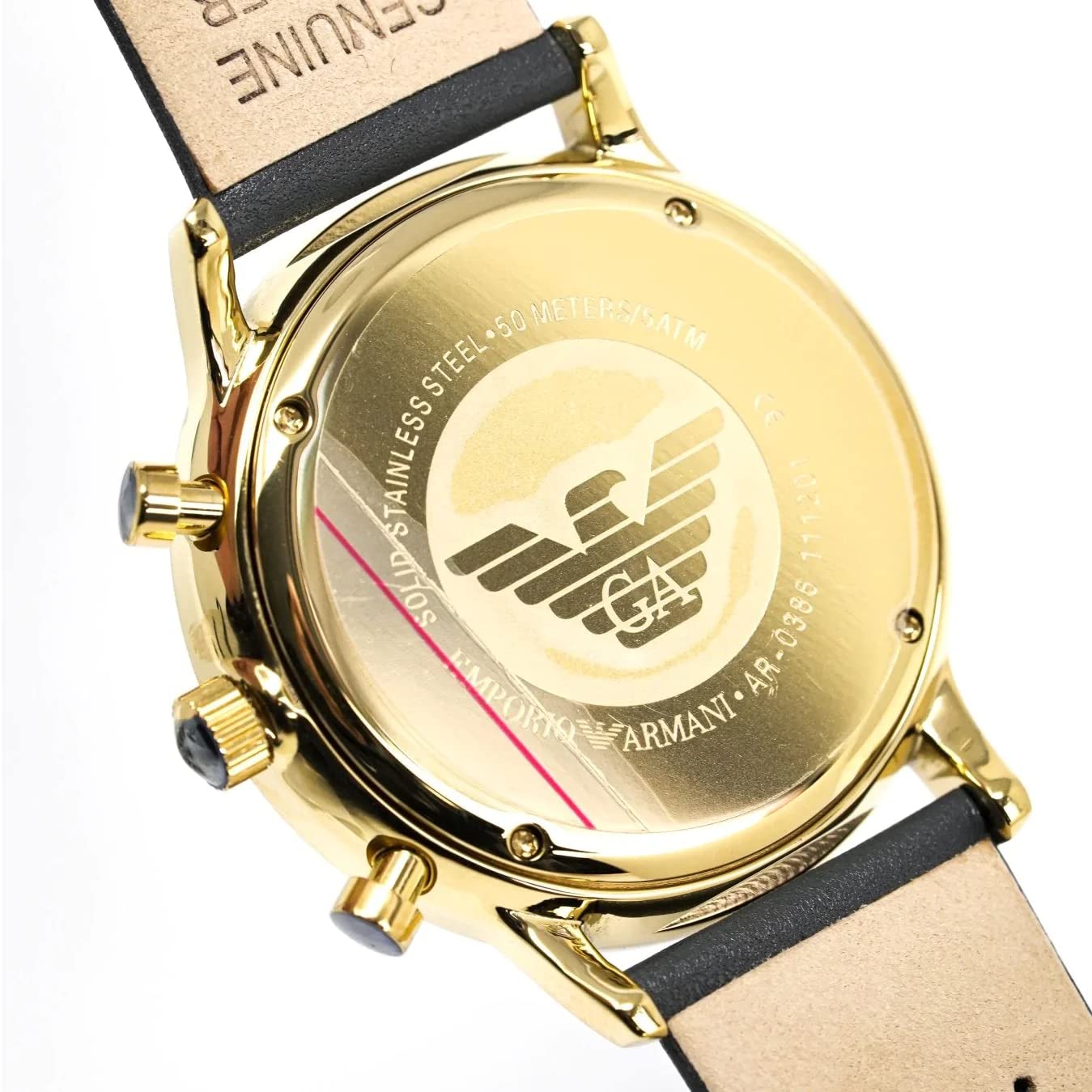 Shop Authentic Emporio Armani Gianni Beige Dial Grey Leather Strap Watch For Men - AR0386 - Luxxuri