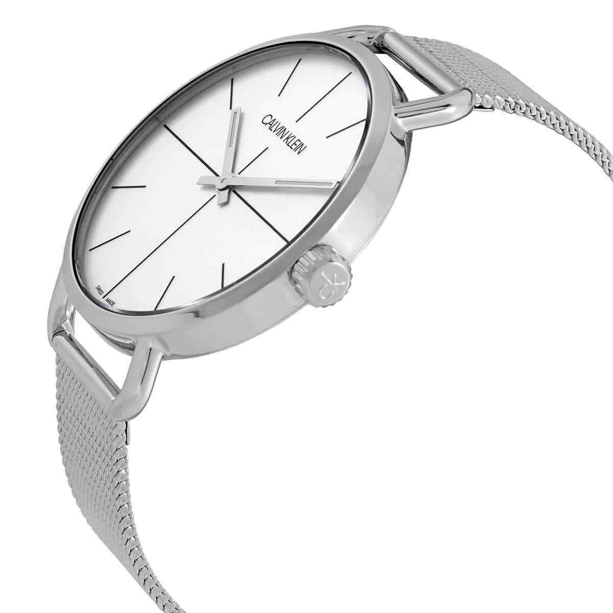 Shop Authentic Calvin Klein Even White Dial Silver Mesh Bracelet Watch for Women - K7B23126 - Luxxuri
