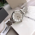 Shop Authentic Emporio Armani Gianni T Bar White Crystal Pave Dial Silver Stainless Steel Strap Watch For Women - AR1925 - Luxxuri