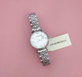 Shop Authentic Emporio Armani Gianni T Bar White Marble Dial Silver Steel Strap Watch For Women - AR11170 - Luxxuri