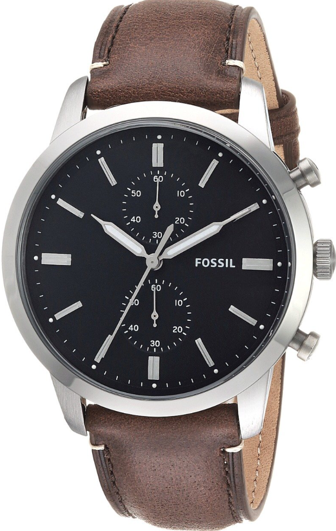 Fossil Townsman Chronograph Black Dial Brown Leather Strap Watch for Men - FS5280