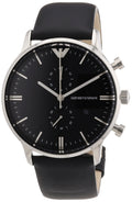 Shop Authentic Emporio Armani Gianni Chronograph Black Dial Black Leather Strap Watch For Men - AR0397 - Luxxuri