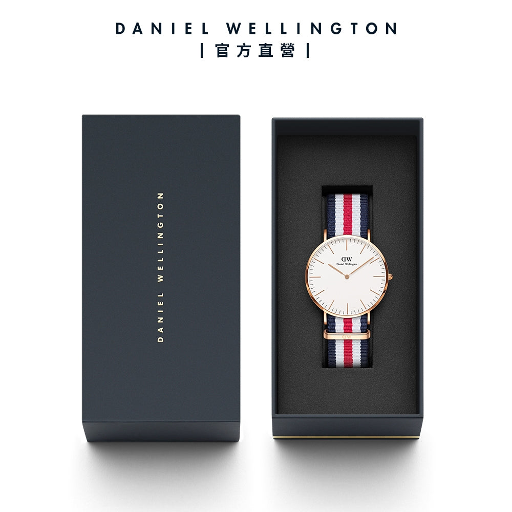 Shop Authentic Daniel Wellington Classic Canterbury White Dial Two Tone Nylon Strap Watch For Men - DW00100002 - Luxxuri