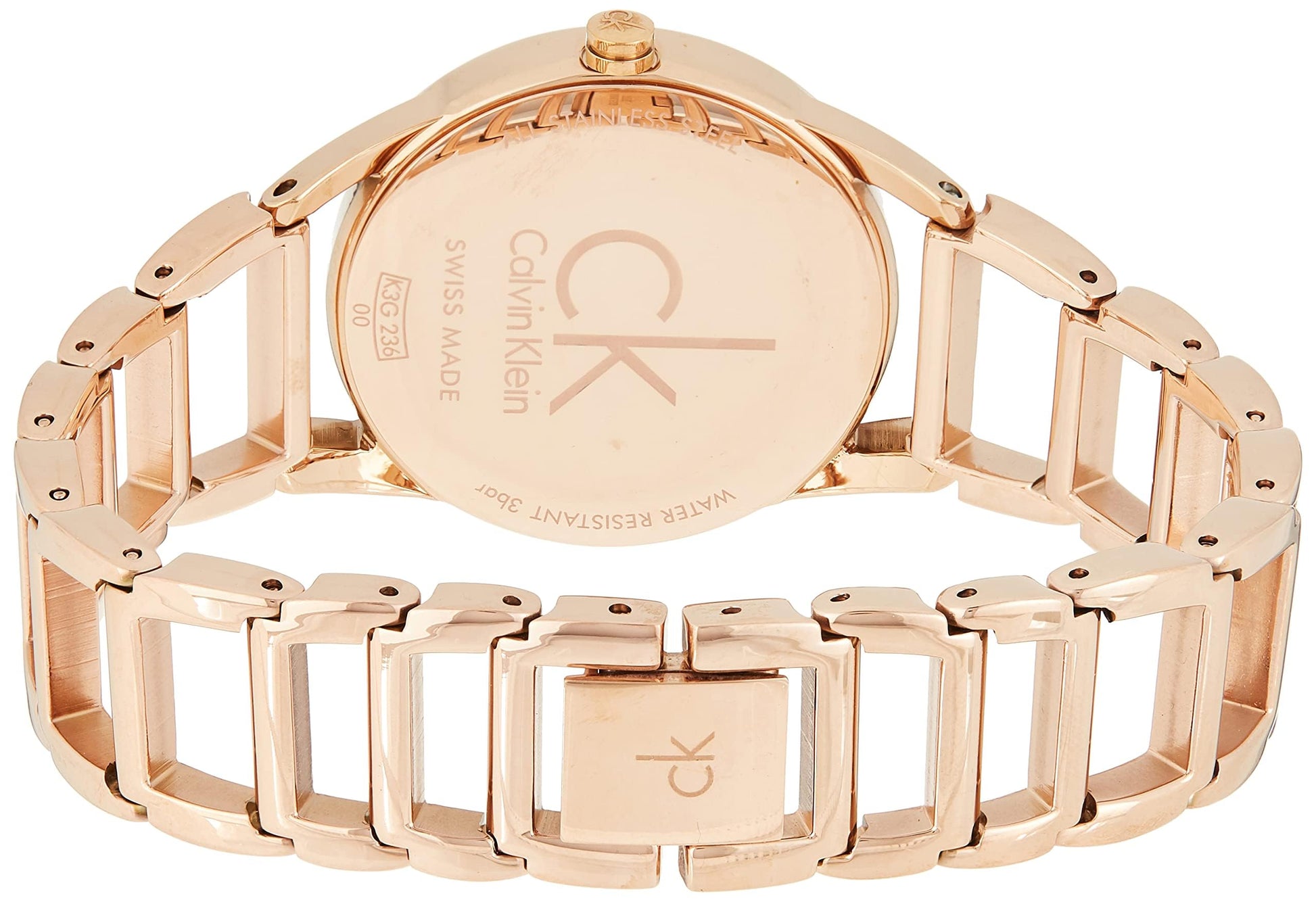 Shop Authentic Calvin Klein Stately White Dial Rose Gold Steel Strap Watch for Women - K3G23626 - Luxxuri