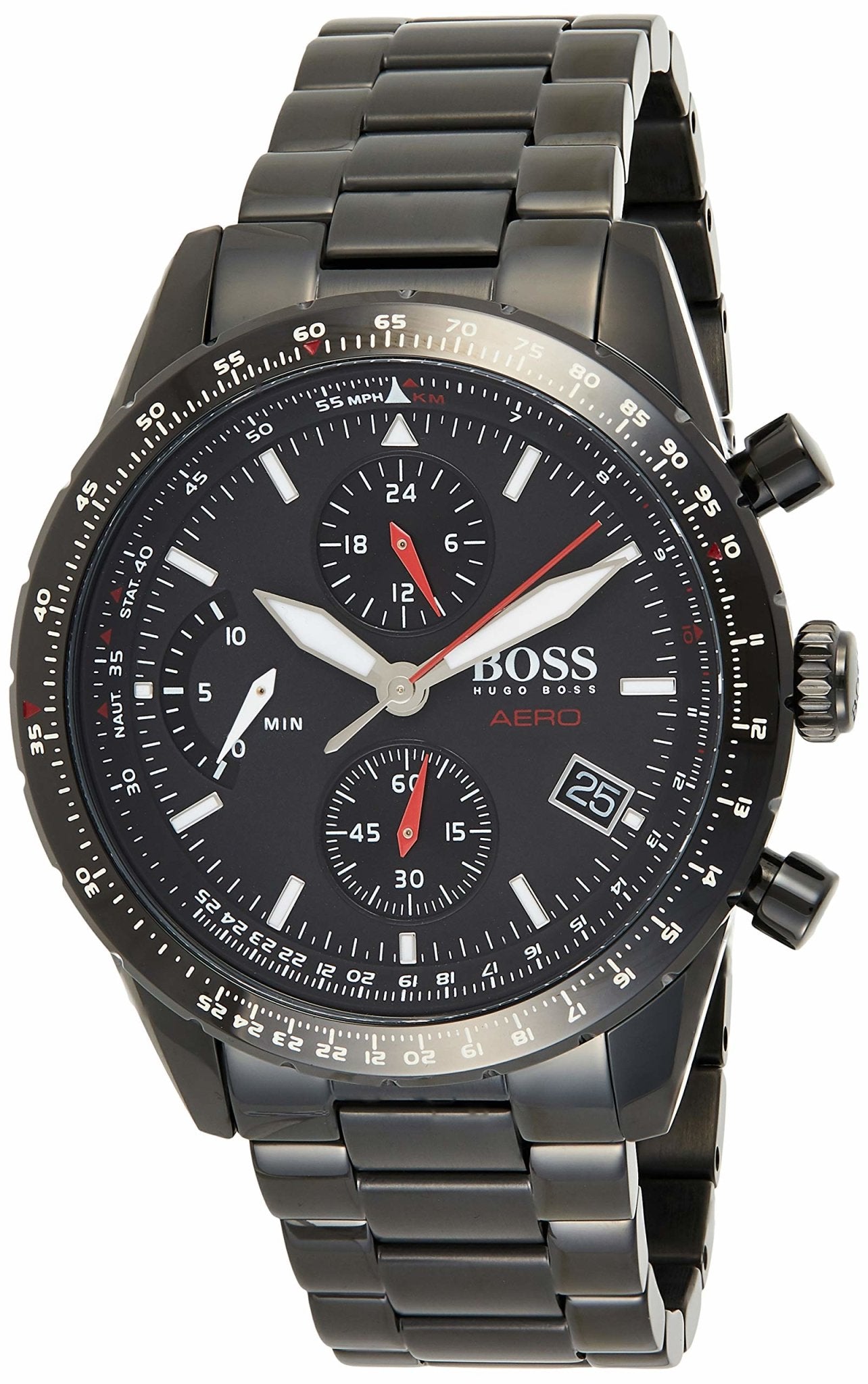 Hugo Boss Aero Black Dial Black Steel Strap Watch for Men - 1513771