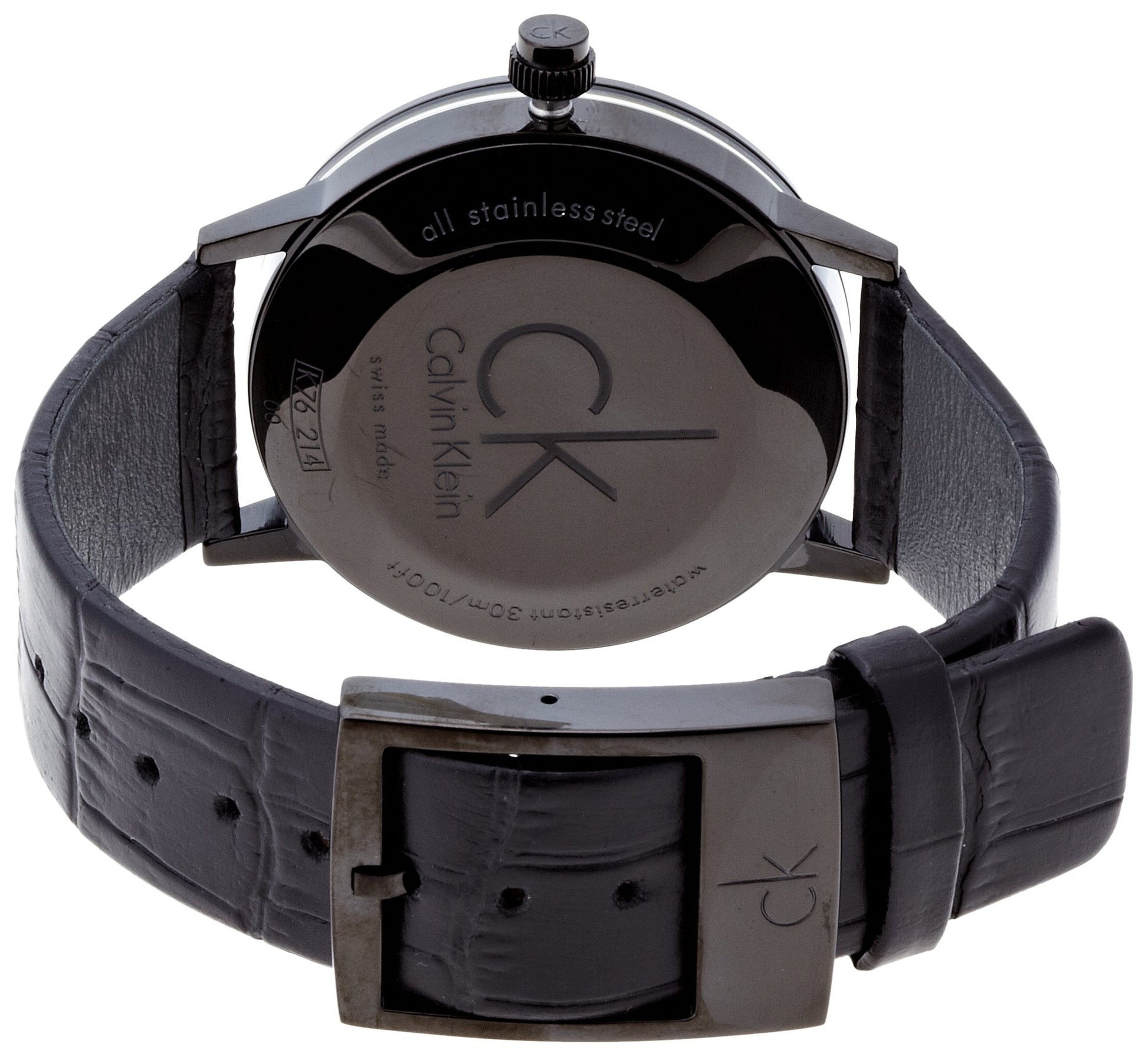 Shop Authentic Calvin Klein Post Minimal Black Dial Black Leather Strap Watch for Men - K7621401 - Luxxuri