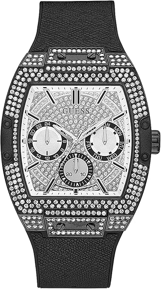 Shop Authentic Guess Phoenix Multifunction Silver Dial Black Silicone Strap Watch For Men - GW0048G1 - Luxxuri