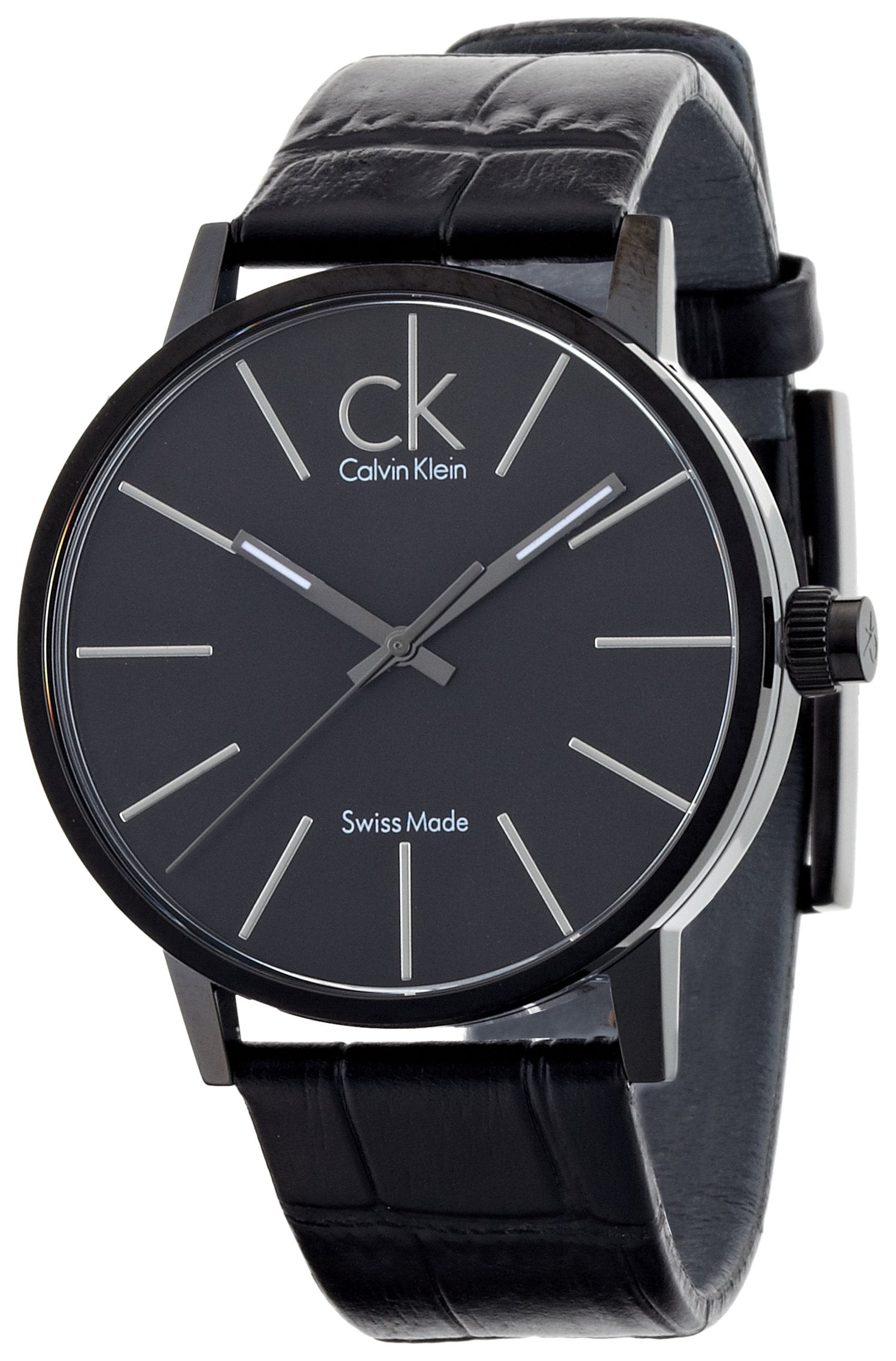 Shop Authentic Calvin Klein Post Minimal Black Dial Black Leather Strap Watch for Men - K7621401 - Luxxuri