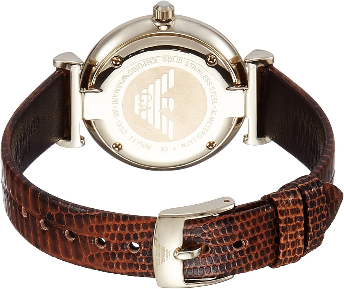 Shop Authentic Emporio Armani Gianni T Bar Beige Dial Brown Leather Strap Watch For Women - AR1883 - Luxxuri