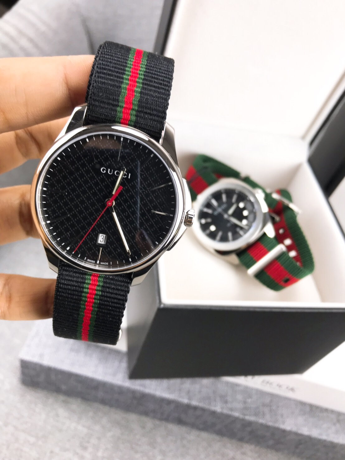 Shop Authentic Gucci G Timeless Analog Quartz Black Dial Black NATO Strap Watch For Men - YA126321 - Luxxuri