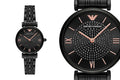Shop Authentic Emporio Armani Gianni T Bar All Black Diamond Dial Watch For Women - AR11245 - Luxxuri
