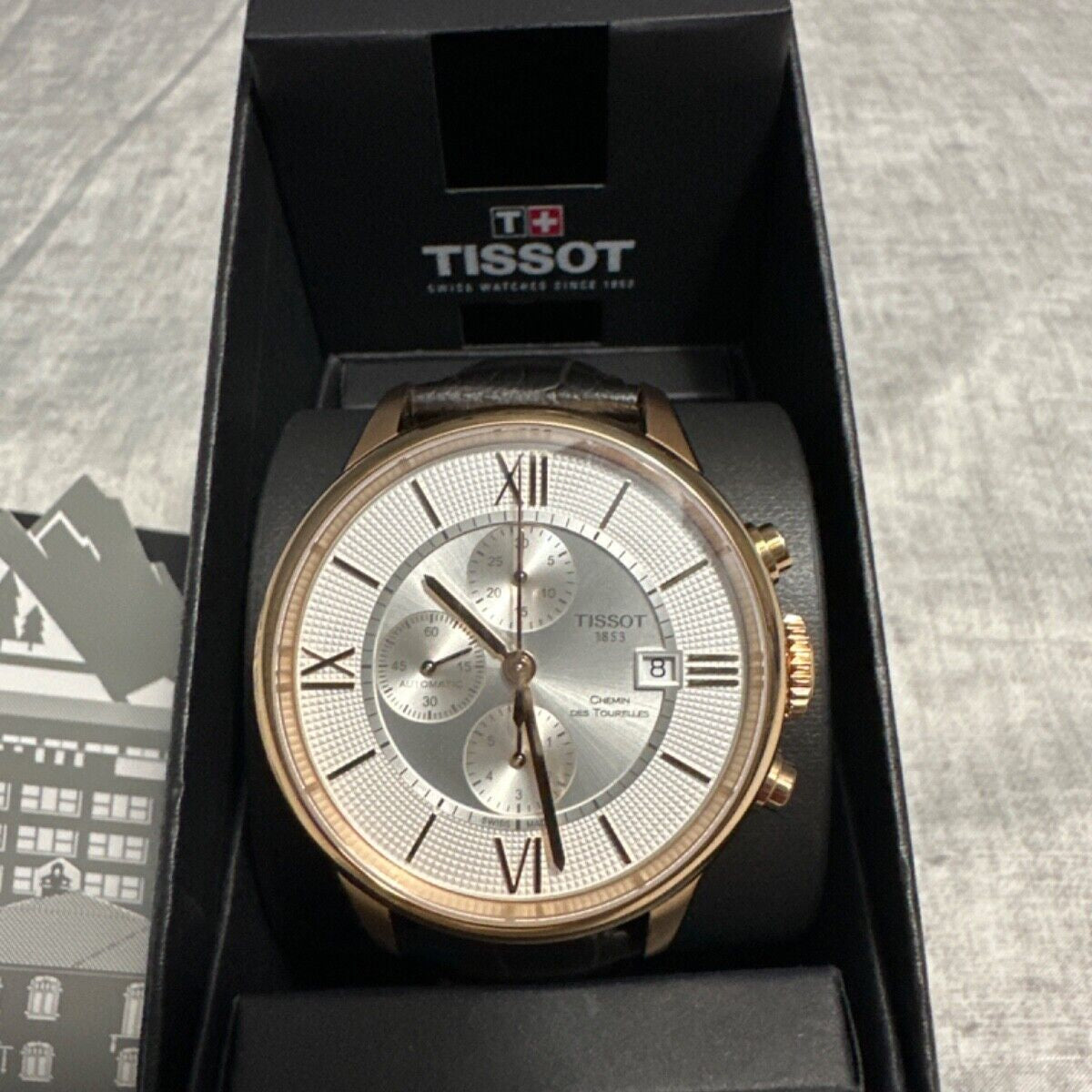 Shop Authentic Tissot Des Tourelles Chronograph Silver Dial Brown Leather Strap Watch For Men - T099.427.36.038.00 - Luxxuri