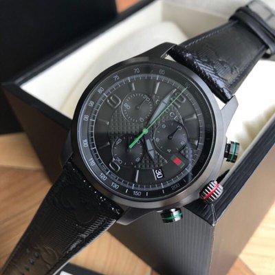 Shop Authentic Gucci G Timeless Quartz Chronograph Black Dial Black Leather Strap Watch For Men - YA126244 - Luxxuri