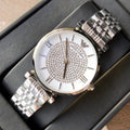 Shop Authentic Emporio Armani Gianni T Bar White Crystal Pave Dial Silver Stainless Steel Strap Watch For Women - AR1925 - Luxxuri