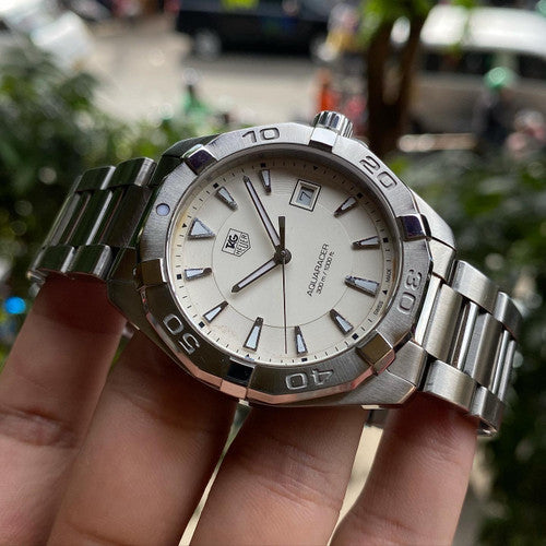 Shop Authentic Tag Heuer Aquaracer Quartz White Dial Silver Steel Strap Watch for Men - WAY1111.BA0928 - Luxxuri