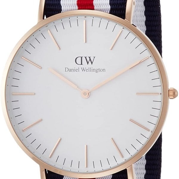Shop Authentic Daniel Wellington Classic Canterbury White Dial Two Tone Nylon Strap Watch For Men - DW00100002 - Luxxuri