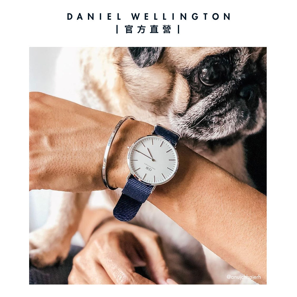 Shop Authentic Daniel Wellington Classic Bayswater White Dial Blue NATO Strap Watch For Men - DW00100276 - Luxxuri