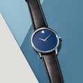 Shop Authentic Movado Museum Classic Blue Dial Black Leather Strap Watch for Men - 0607197 - Luxxuri