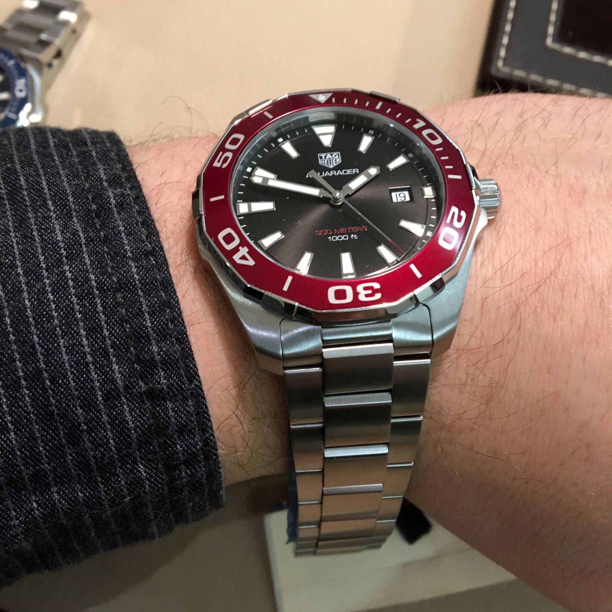 Shop Authentic Tag Heuer Aquaracer Black Dial Silver Steel Strap Watch for Men - WAY101B.BA0746 - Luxxuri