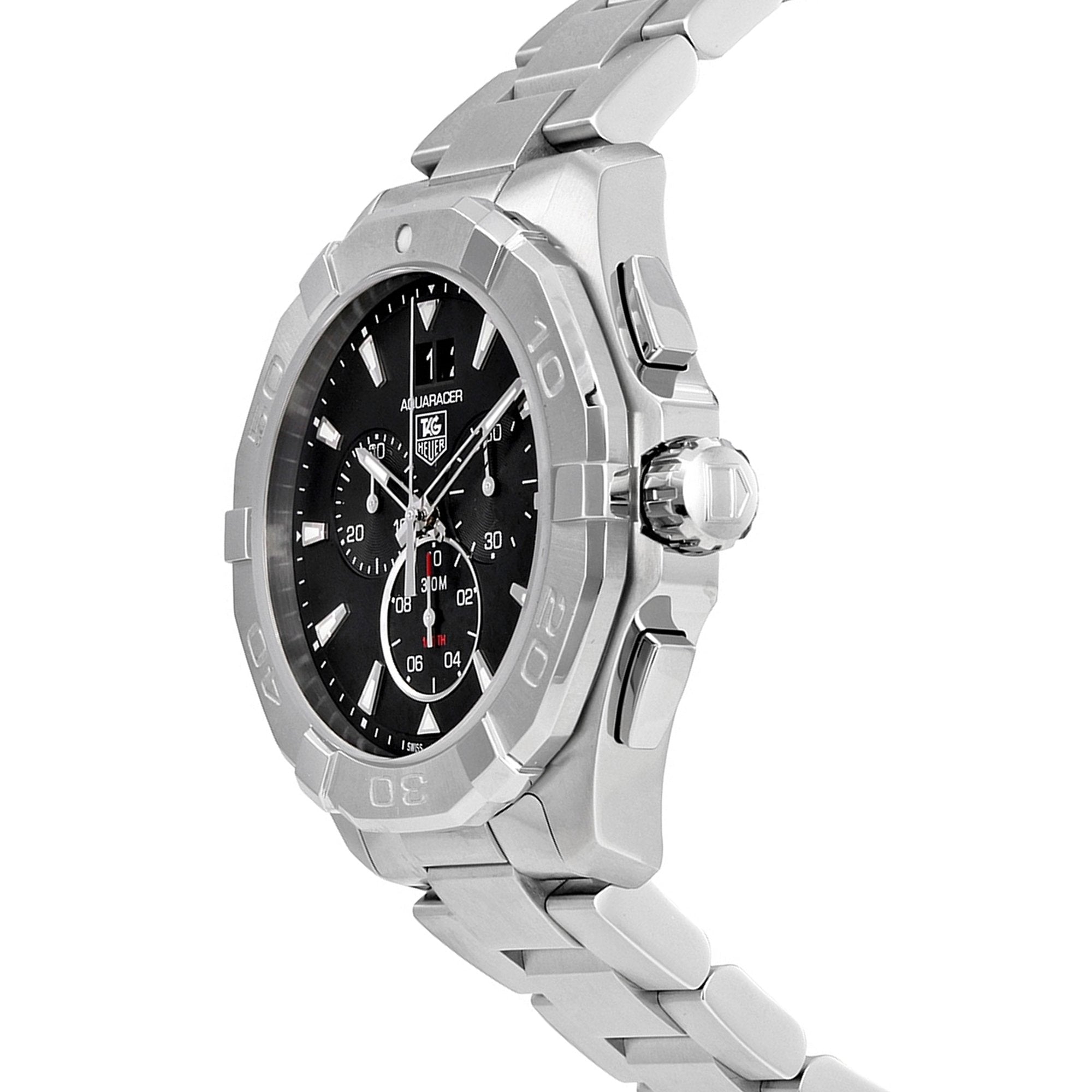 Tag Heuer Aquaracer Chronograph Black Dial Silver Steel Strap Watch for Men - CAY1110.BA0927