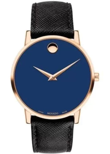 Shop Authentic Movado Museum Sport Blue Dial Black Leather Strap Watch for Men - 0607266 - Luxxuri