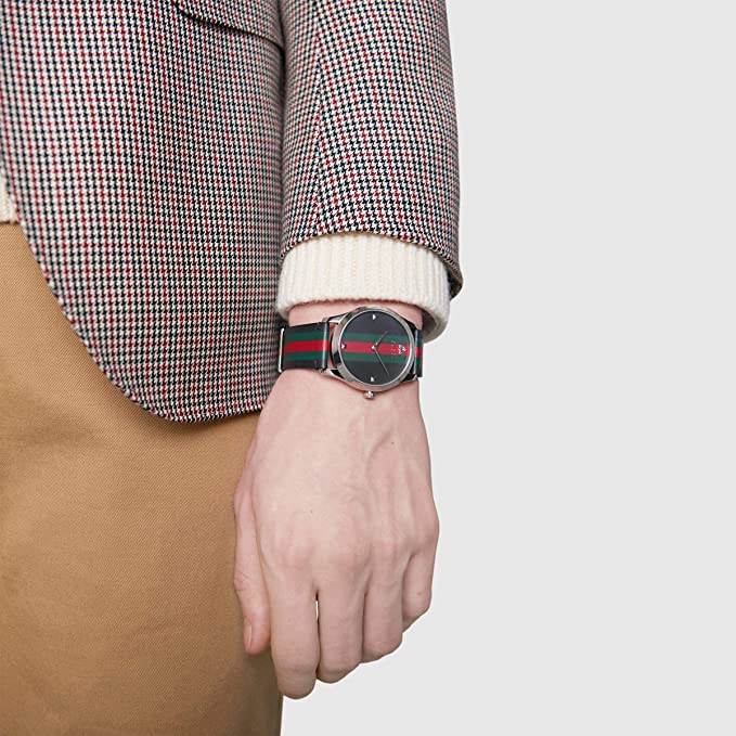 Shop Authentic Gucci G Timeless Quartz Black Dial Multicolored Black Leather Strap Watch For Men - YA1264079 - Luxxuri