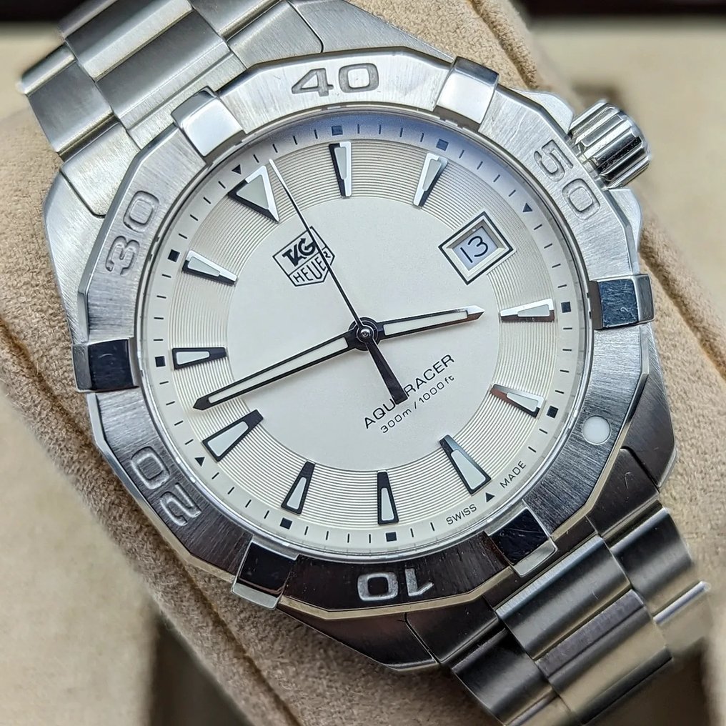Shop Authentic Tag Heuer Aquaracer Quartz White Dial Silver Steel Strap Watch for Men - WAY1111.BA0928 - Luxxuri