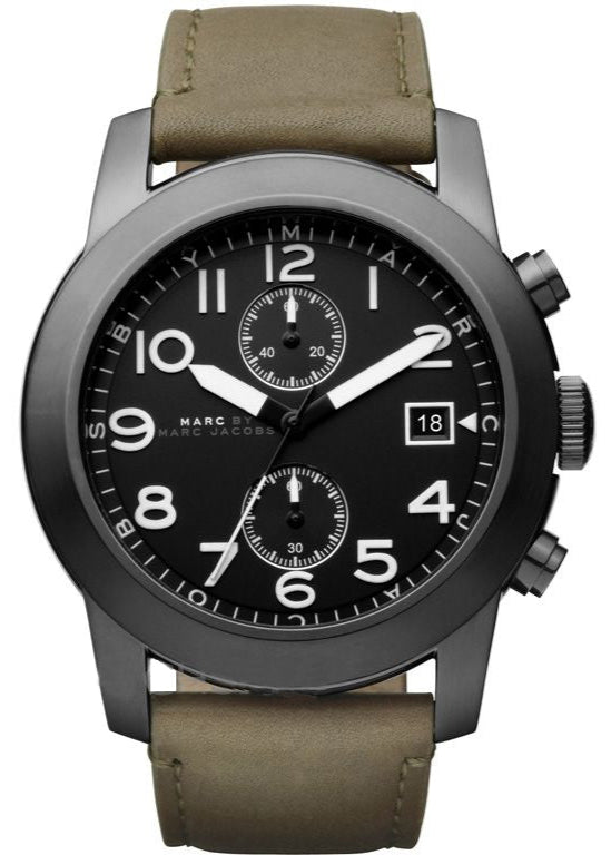Shop Authentic Marc Jacobs Larry Chronograph Black Dial Grey Leather Strap Watch for Men - MBM5034 - Luxxuri