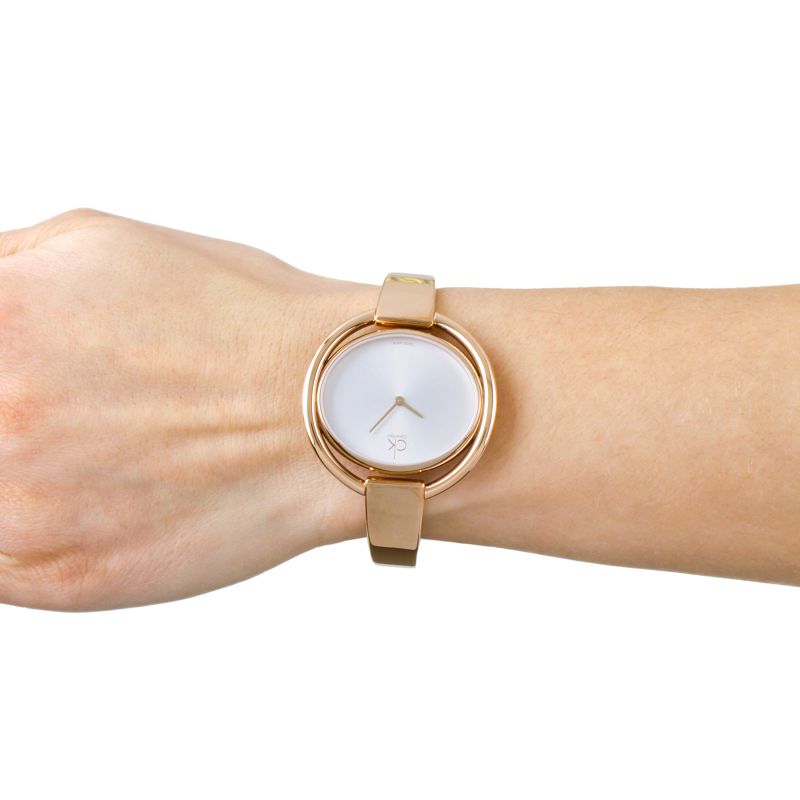 Shop Authentic Calvin Klein Impetuos Silver Dial Rose Gold Steel Strap Watch for Women - K4F2N616 - Luxxuri