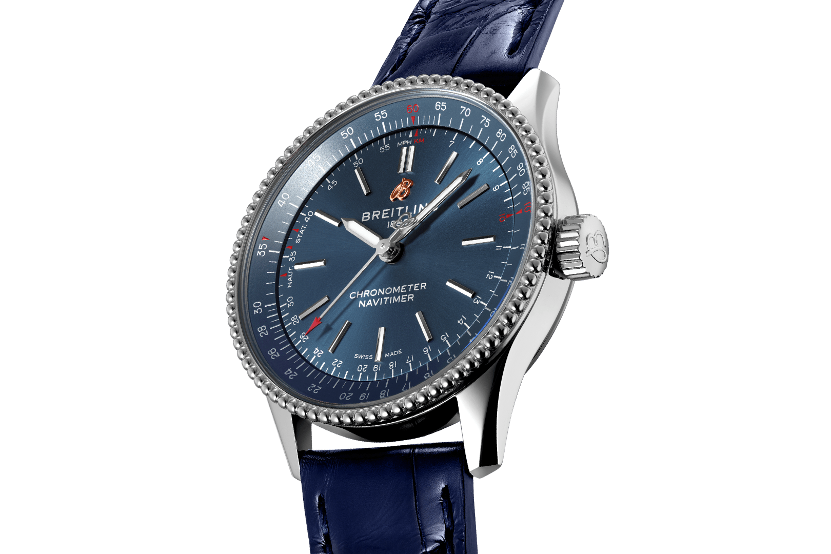 Breitling Navitimer Automatic 35 Blue Dial Blue Leather Strap Watch for Men - A17395161C1P1