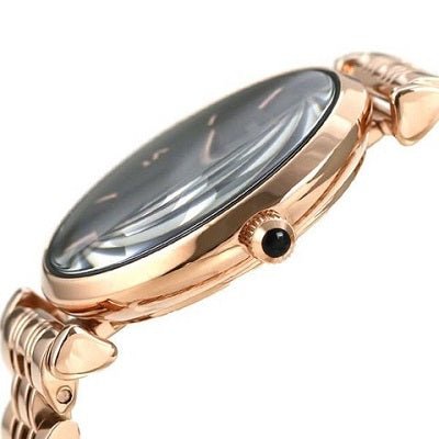 Emporio Armani Gianni T-Bar Black Dial Rose Gold Strap Watch For Women - AR11145