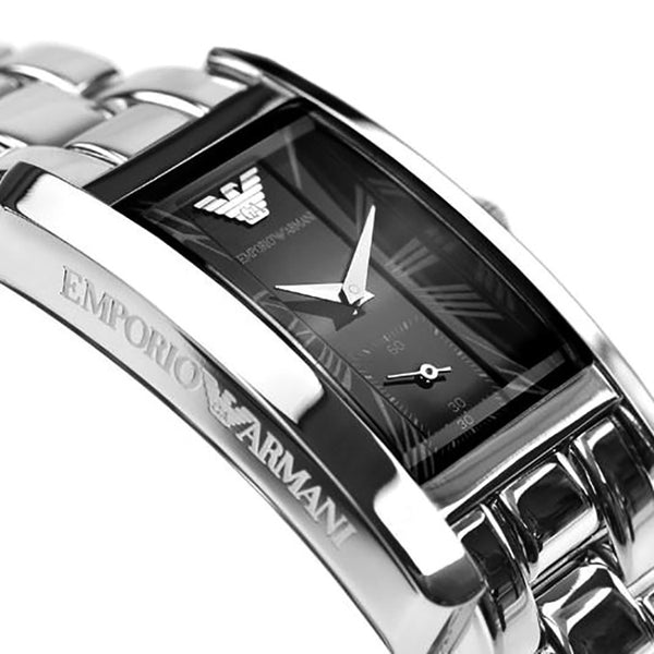 Emporio Armani Classic Black Dial Silver Stainless Steel Watch For Women - AR0157
