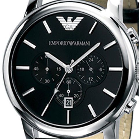 Shop Authentic Emporio Armani Classic Chronograph Black Dial Black Leather Strap Watch For Men - AR0431 - Luxxuri