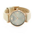 Shop Authentic Emporio Armani Gianni T Bar Gunmetal Dial Beige Leather Strap Watch For Women - AR1681 - Luxxuri