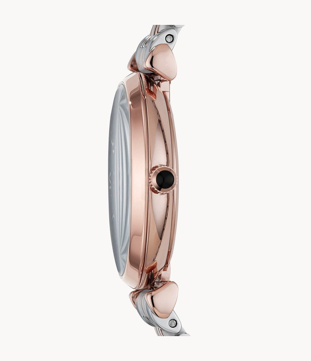 Emporio Armani Gianni T Bar Grey Dial Two Tone Stainless Steel Watch For Women - AR1725