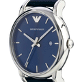 Shop Authentic Emporio Armani Classic Quartz Blue Dial Black Leather Strap Watch For Men - AR1731 - Luxxuri