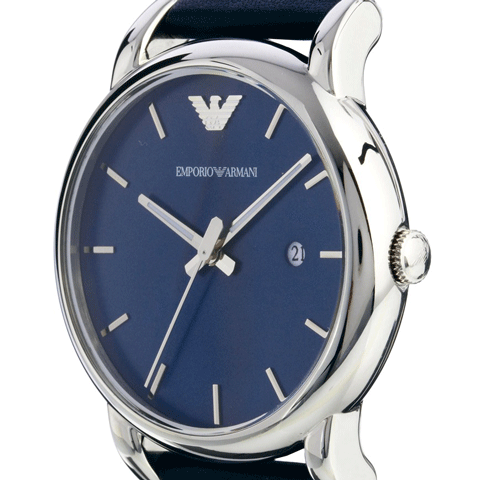 Shop Authentic Emporio Armani Classic Quartz Blue Dial Black Leather Strap Watch For Men - AR1731 - Luxxuri