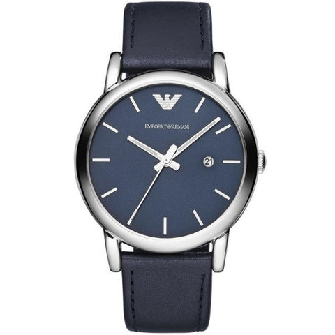Shop Authentic Emporio Armani Classic Quartz Blue Dial Black Leather Strap Watch For Men - AR1731 - Luxxuri