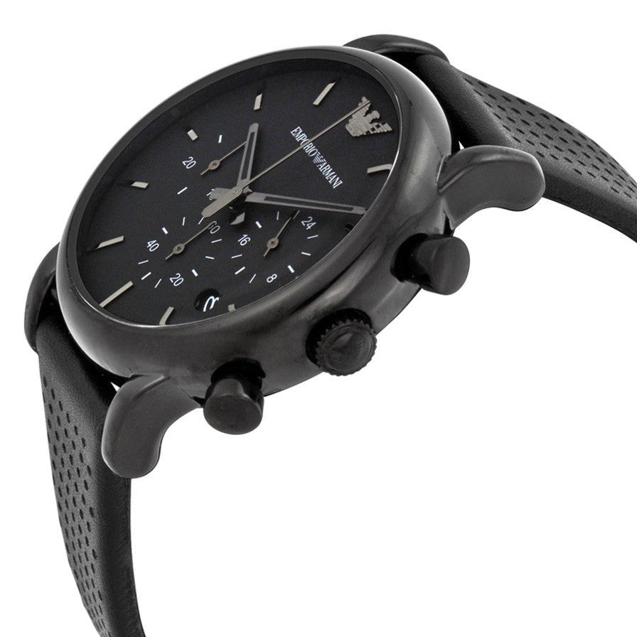Shop Authentic Emporio Armani Luigi Chronograph Black Dial Black Leather Strap Watch For Men - AR1737 - Luxxuri