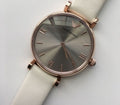 Shop Authentic Emporio Armani Gianni T Bar Light Brown Dial White Leather Strap Watch For Women - AR1769 - Luxxuri