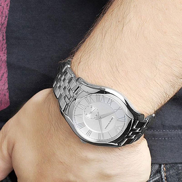 Shop Authentic Emporio Armani Classic Quartz Silver Dial Silver Steel Strap Watch For Men - AR1788 - Luxxuri